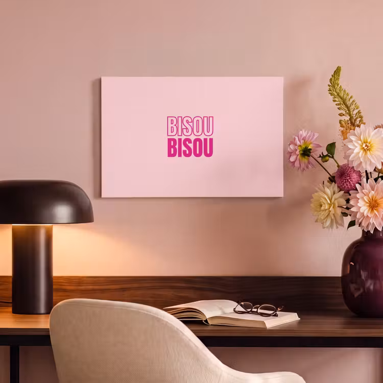 Canvas schilderij - Bisou - Roze - Minimalistisch — 4