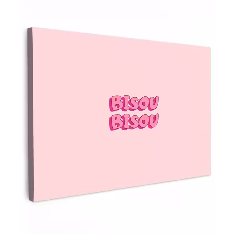 Canvas schilderij - Bisou - Roze - Schaduw — 1