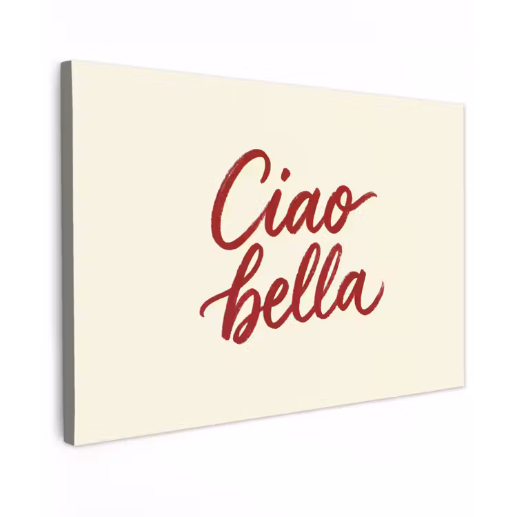 Canvas schilderij - Ciao bella - Rood - Wit - Minimalistisch — 1