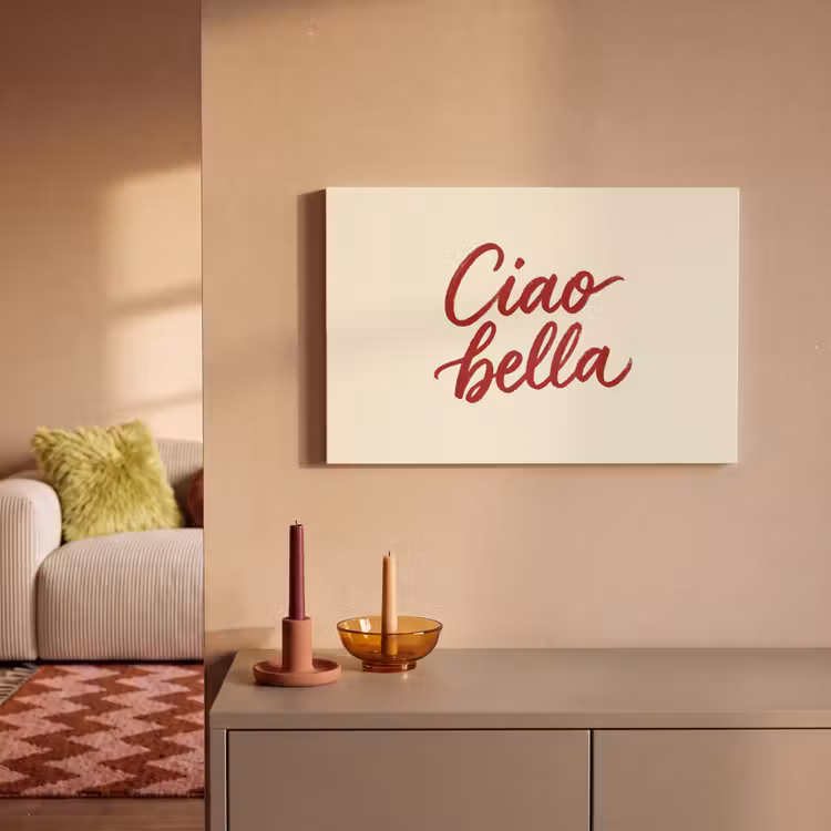 Canvas schilderij - Ciao bella - Rood - Wit - Minimalistisch — 2