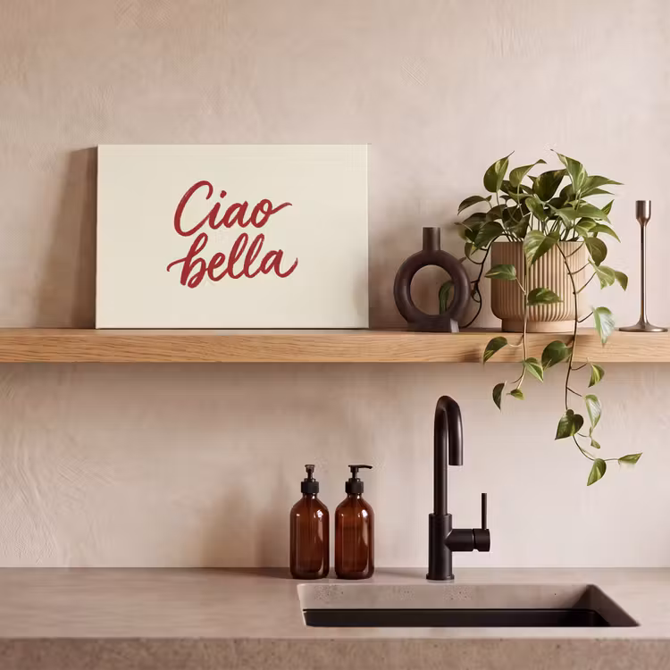 Canvas schilderij - Ciao bella - Rood - Wit - Minimalistisch — 3