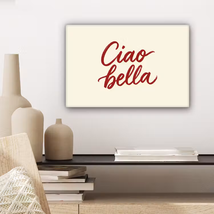 Canvas schilderij - Ciao bella - Rood - Wit - Minimalistisch — 5