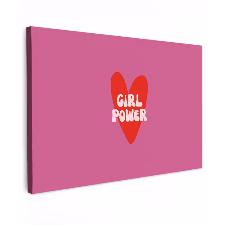 Canvas schilderij - Girl power - Hart - Roze - Rood — 1