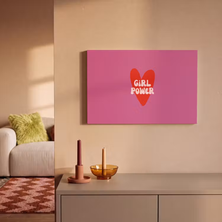 Canvas schilderij - Girl power - Hart - Roze - Rood — 2