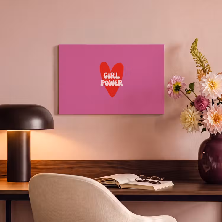 Canvas schilderij - Girl power - Hart - Roze - Rood — 4