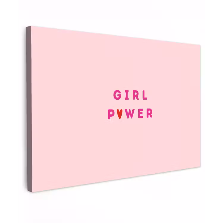 Canvas schilderij - Girl power - Roze - Hartje — 1