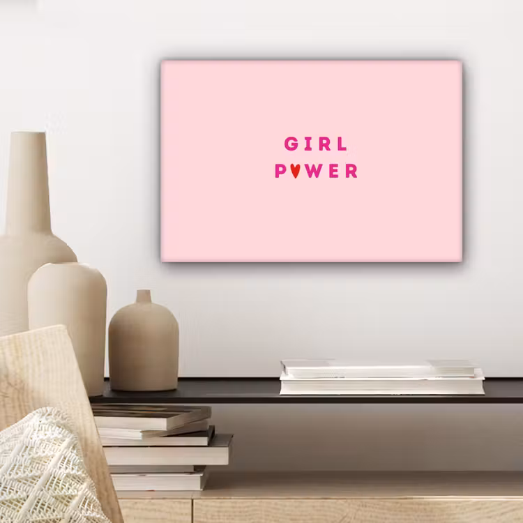 Canvas schilderij - Girl power - Roze - Hartje — 5