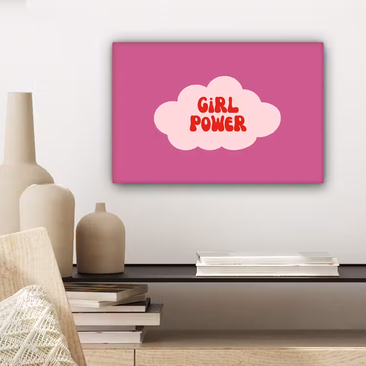 Canvas schilderij - Girl power - Wolk - Roze — 5