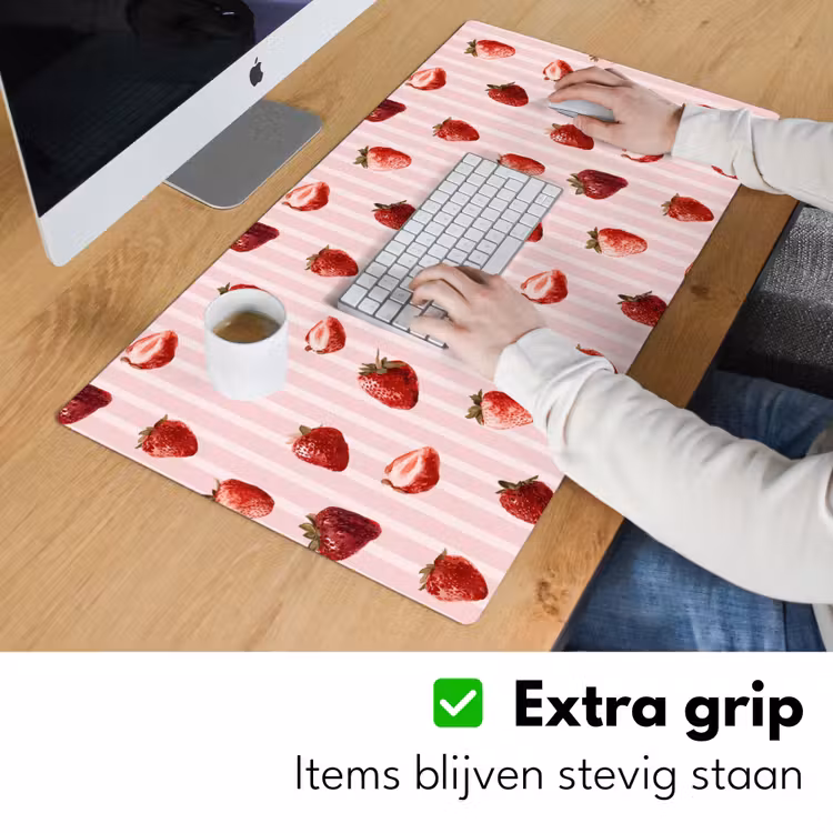Bureau onderlegger - Strepen - Aardbei - Roze — 6