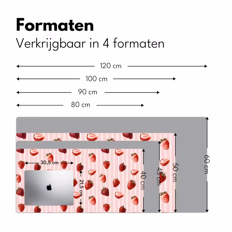 Bureau onderlegger - Strepen - Aardbei - Roze — 8