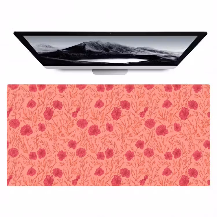 Bureau onderlegger - Weidebloemen - Romantisch - Roze — 1
