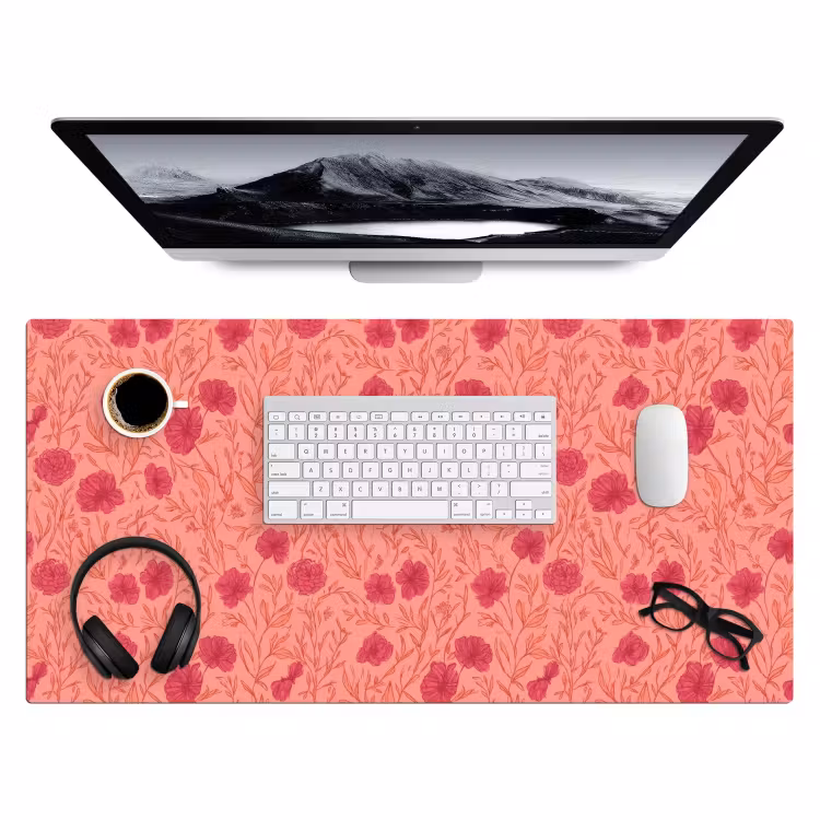 Bureau onderlegger - Weidebloemen - Romantisch - Roze — 4