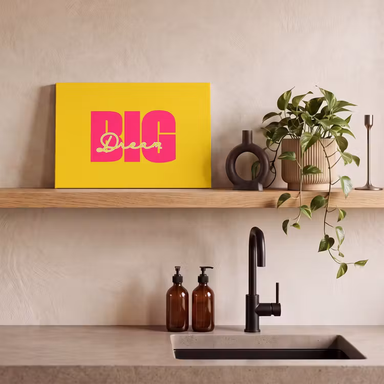 Canvas schilderij - Dream big - Geel - Roze — 2
