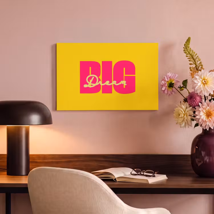 Canvas schilderij - Dream big - Geel - Roze — 3