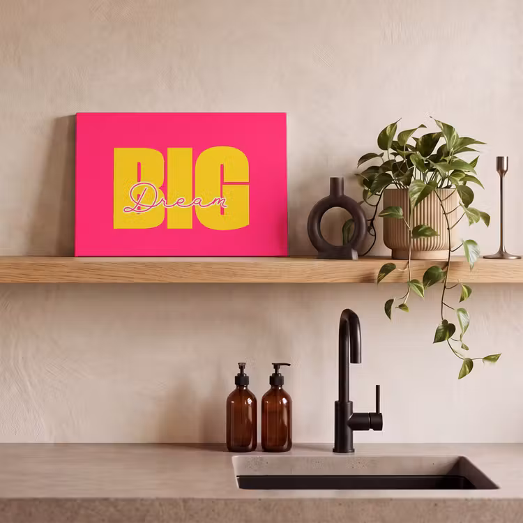 Canvas schilderij - Dream big - Roze - Geel - Minimalistisch — 2