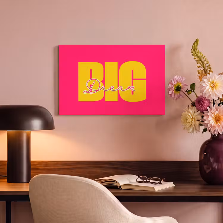 Canvas schilderij - Dream big - Roze - Geel - Minimalistisch — 3