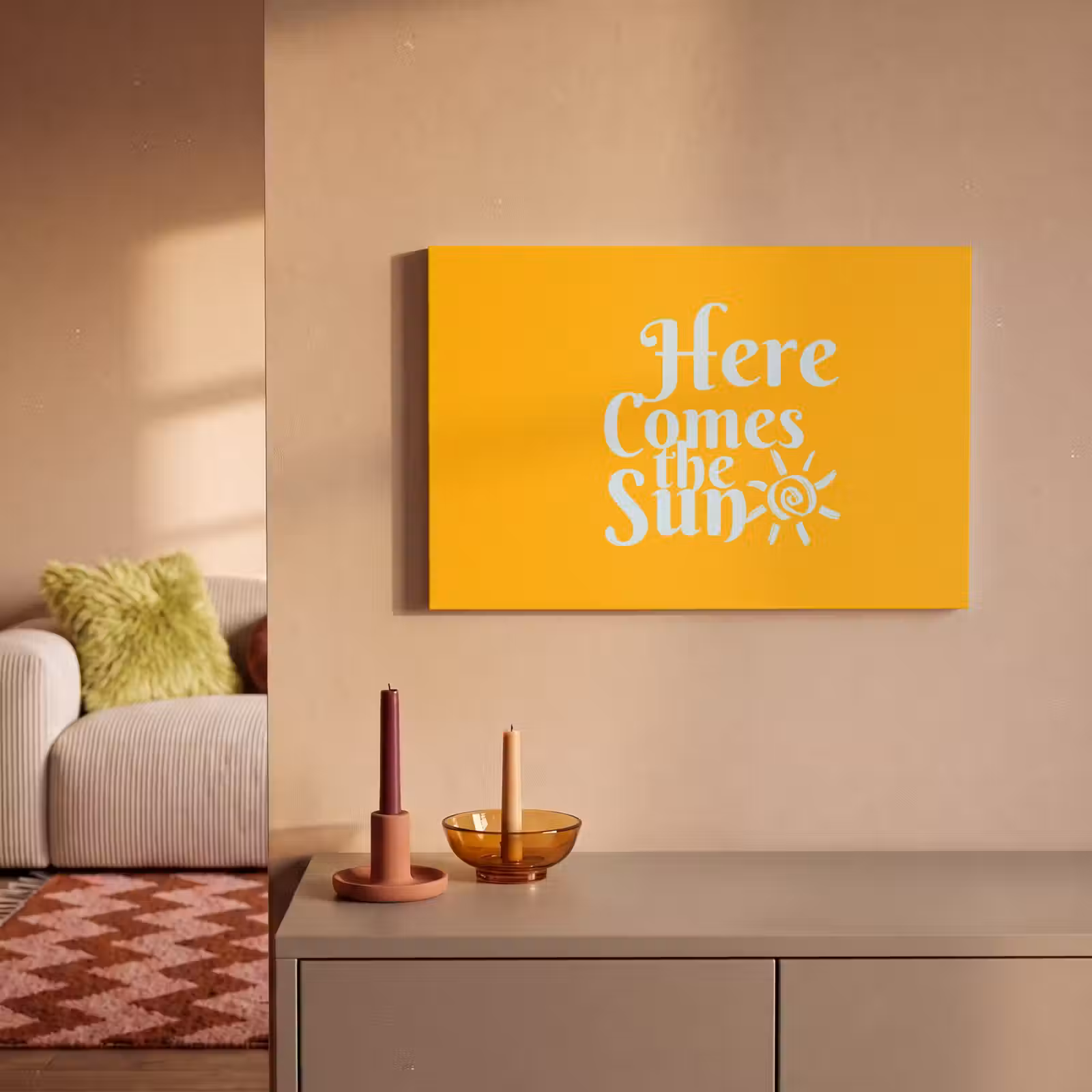 Canvas schilderij - Geel - Blauw - Here comes the sun — 1