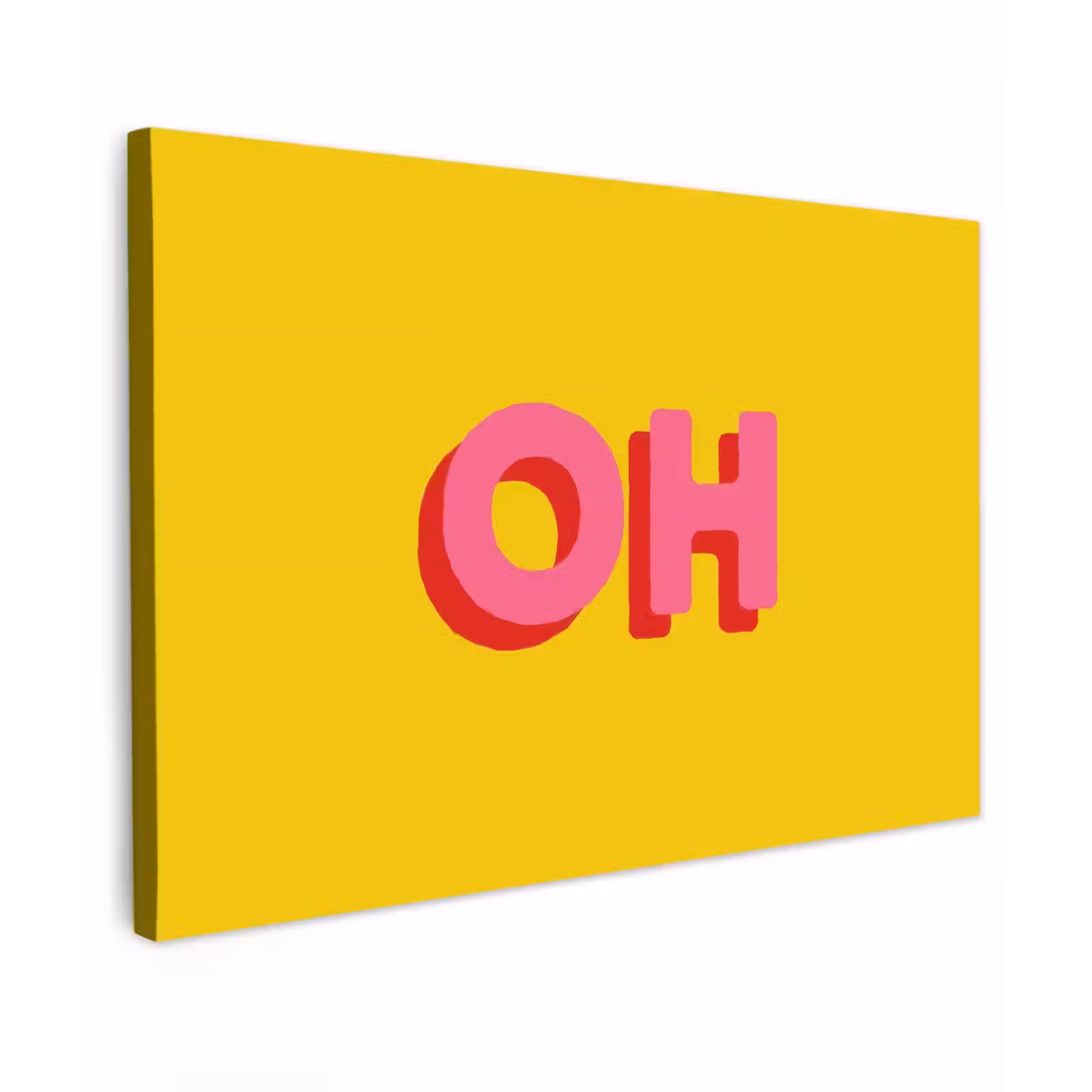 Canvas schilderij - Geel - Roze - Oh - 3D — 1