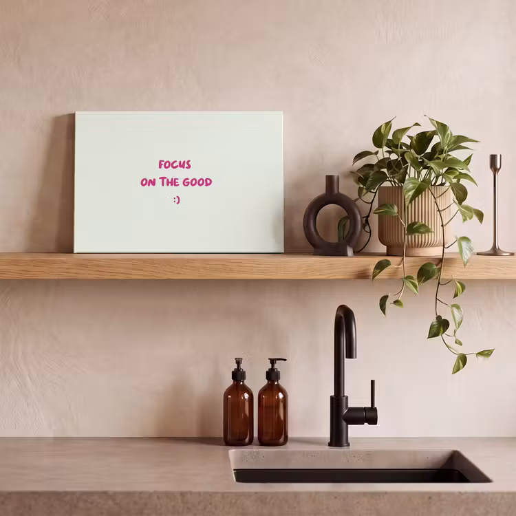 Canvas schilderij - Focus - Beige - Roze - Smiley — 2