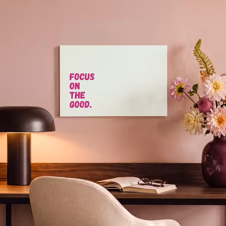 Canvas schilderij - Focus on the good - Beige - Roze — 3