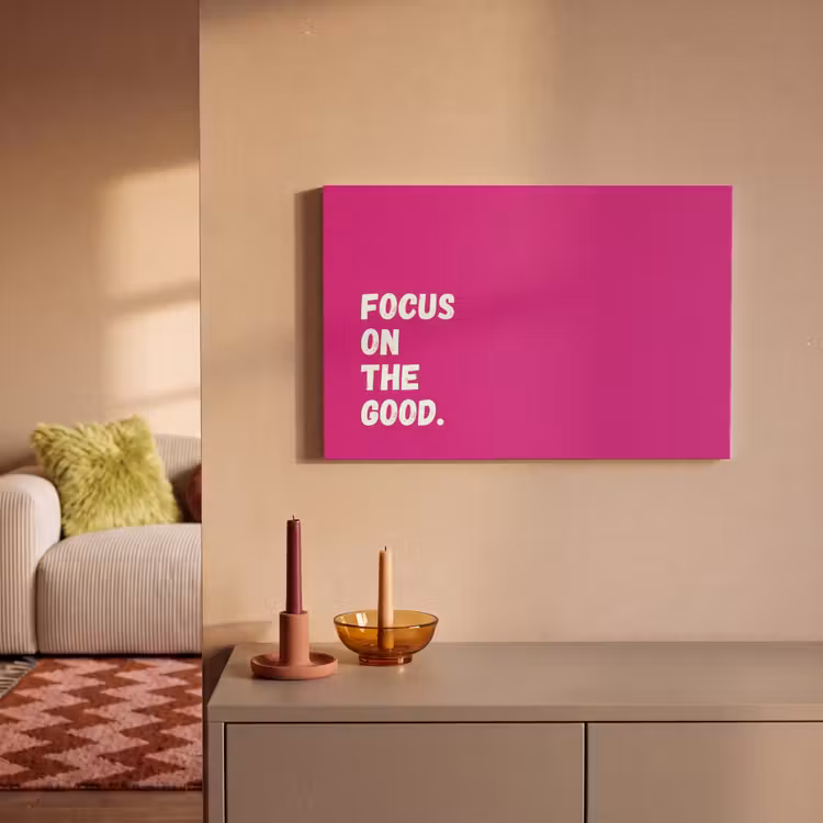 Canvas schilderij - Focus on the good - Roze - Simple — 1