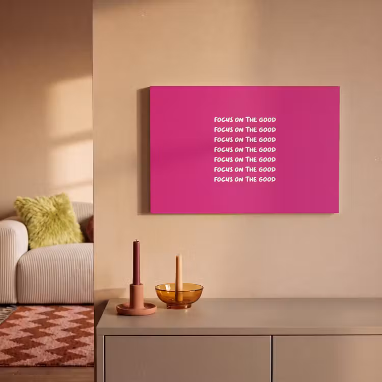 Canvas schilderij - Focus on the good - Roze - wit — 1
