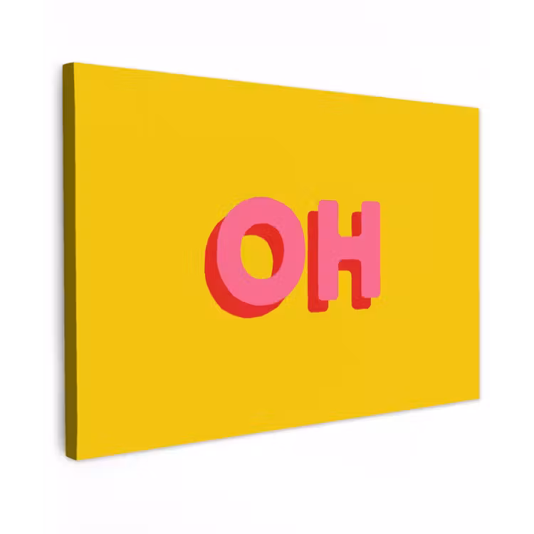 Canvas schilderij - Geel - Roze - Oh - 3D — 1