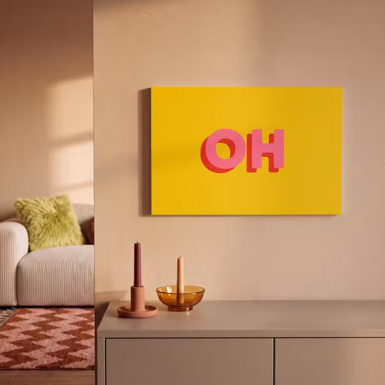 Canvas schilderij - Geel - Roze - Oh - 3D — 2