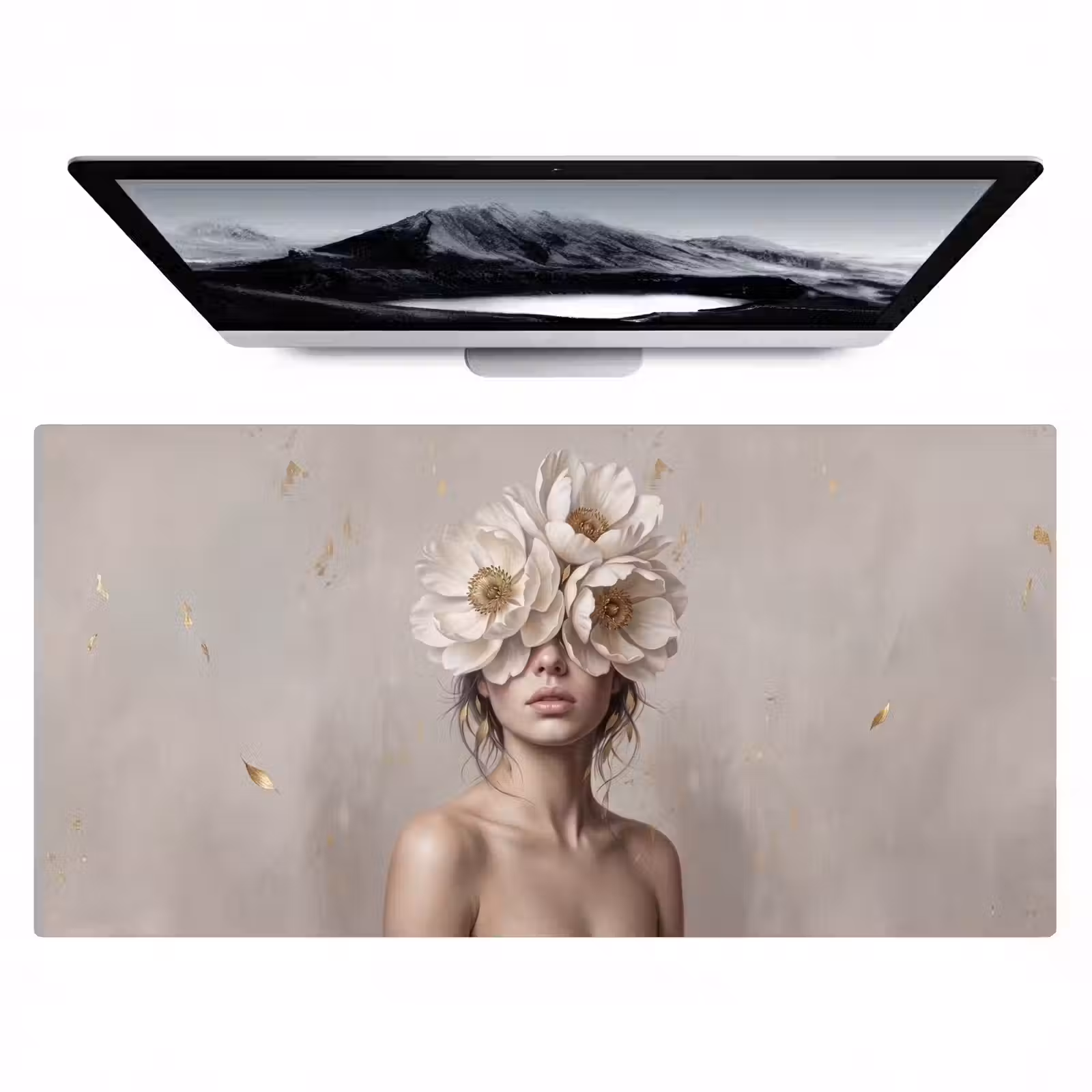 Bureau onderlegger - Vrouw - Pioenroos - Wit — 1