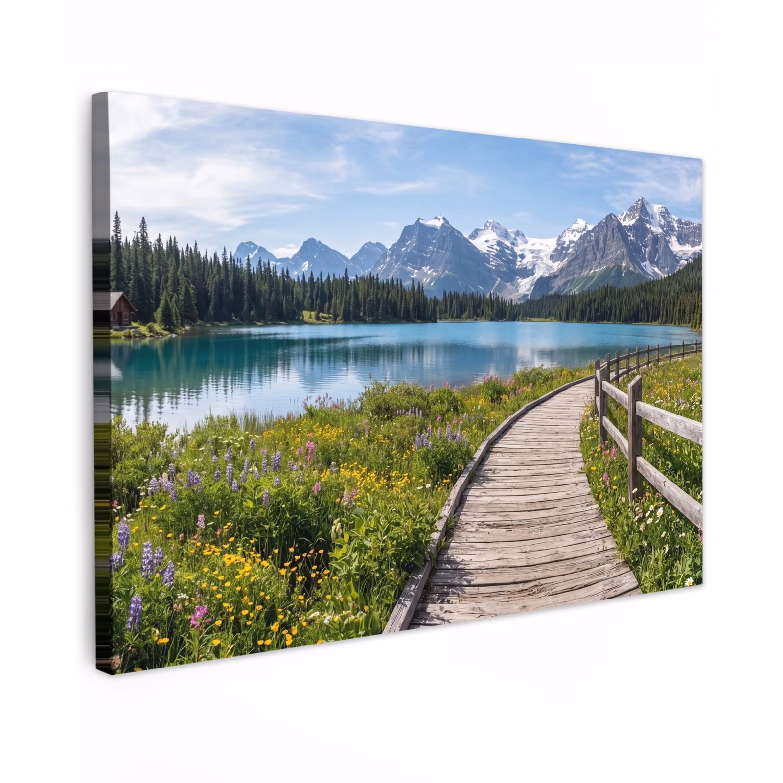 Canvas schilderij - Bergen - Meer - Landschap - Blauw — 1