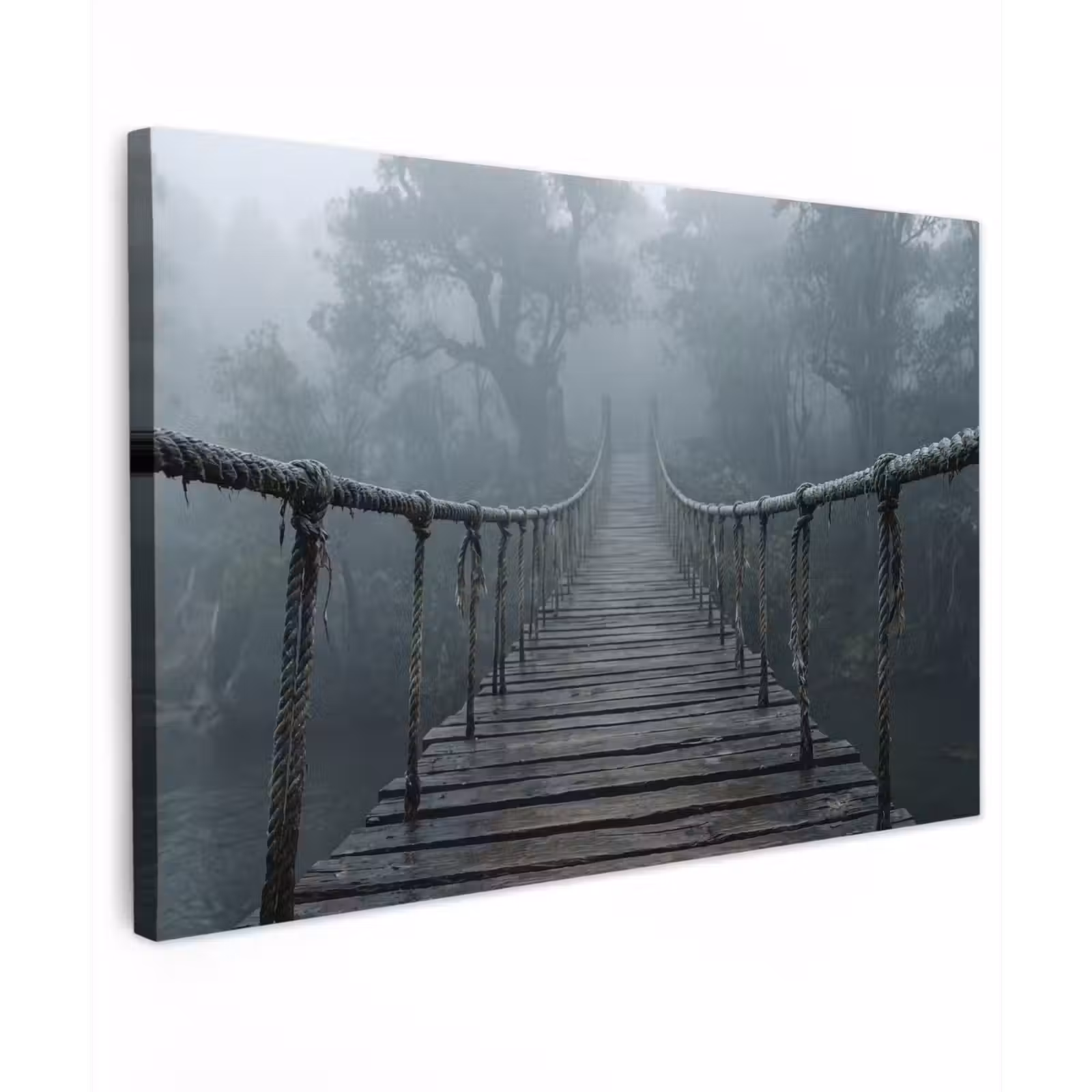 Canvas schilderij - Brug - Jungle - Mist - Natuur — 1