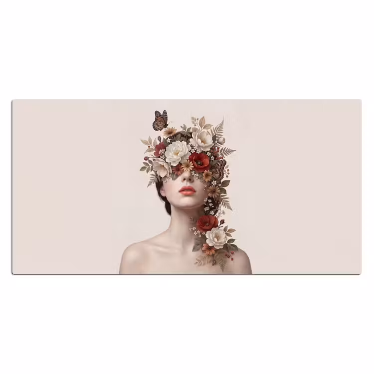 Bureau onderlegger - Portret - Bloemen - Cremé — 2