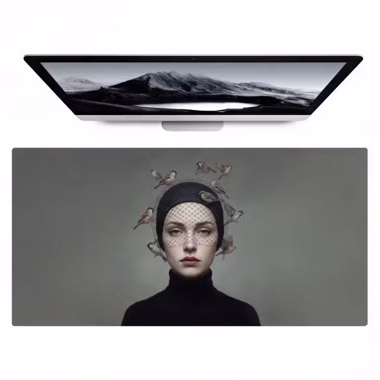 Bureau onderlegger - Portret - Vogels - Zwart — 1