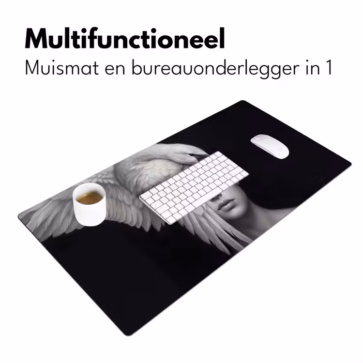 Bureau onderlegger - Portret - Zwaan - Zwart - Wit — 7