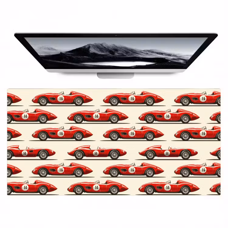 Bureau onderlegger - Raceauto - Retro - Rood — 1
