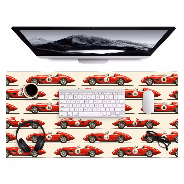 Bureau onderlegger - Raceauto - Retro - Rood — 4