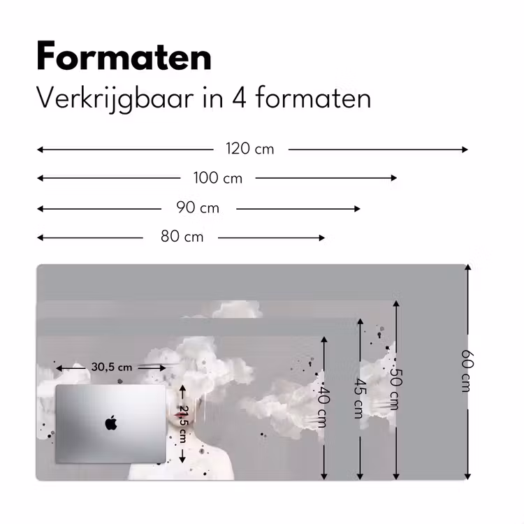 Bureau onderlegger - Vrouw - Wolk - Grijs — 8
