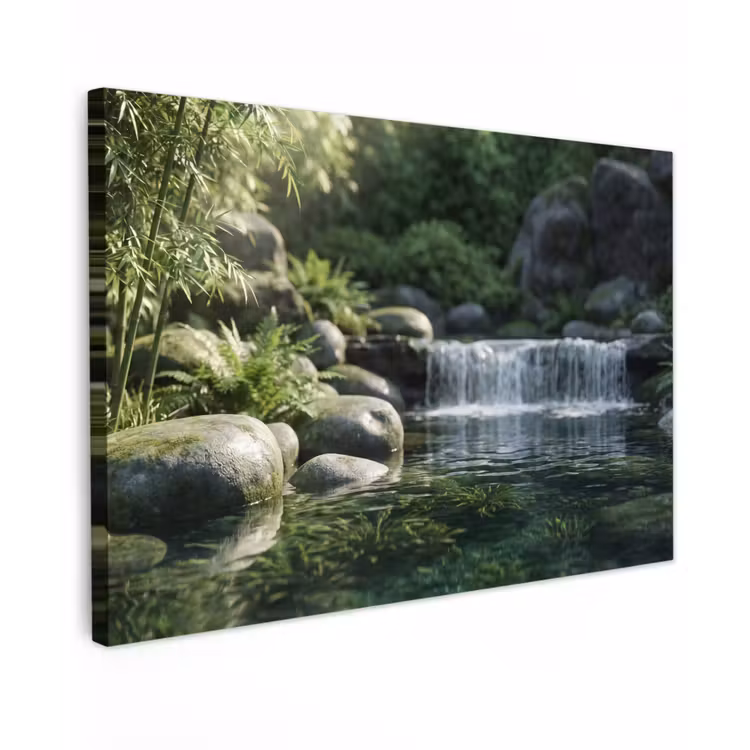 Canvas schilderij - Beek - Waterval - Natuur - Groen — 1