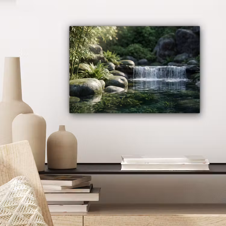 Canvas schilderij - Beek - Waterval - Natuur - Groen — 5