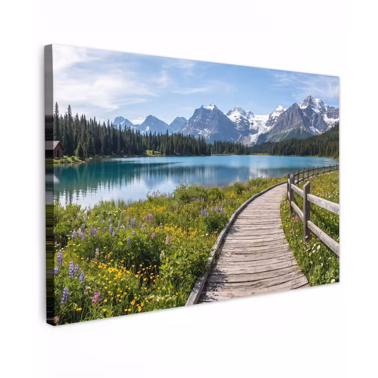 Canvas schilderij - Bergen - Meer - Landschap - Blauw — 1
