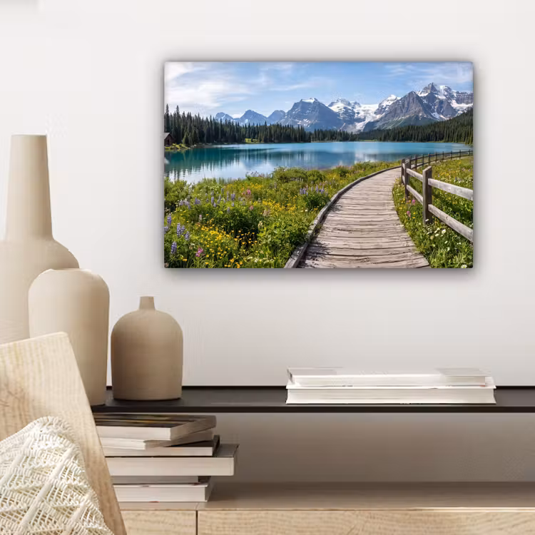 Canvas schilderij - Bergen - Meer - Landschap - Blauw — 5