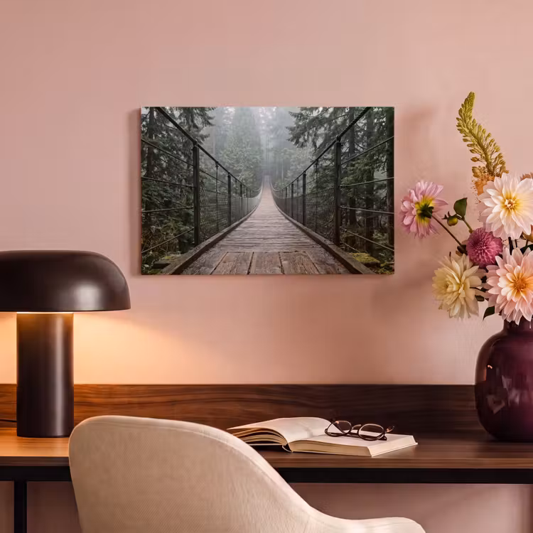 Canvas schilderij - Brug - Bos - Mist - Natuur — 4