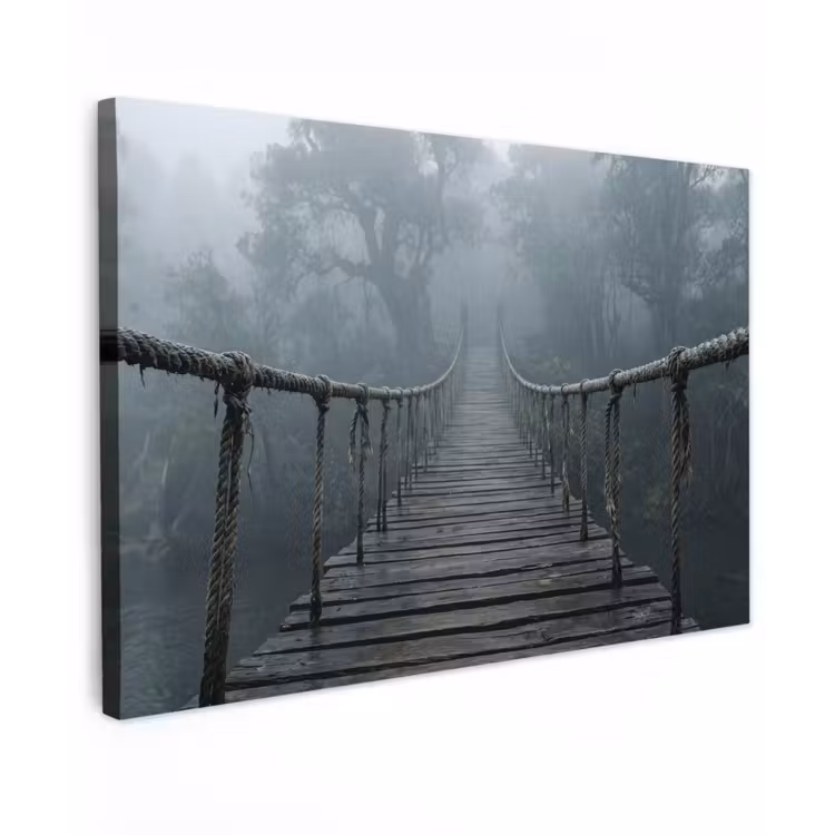 Canvas schilderij - Brug - Jungle - Mist - Natuur — 1