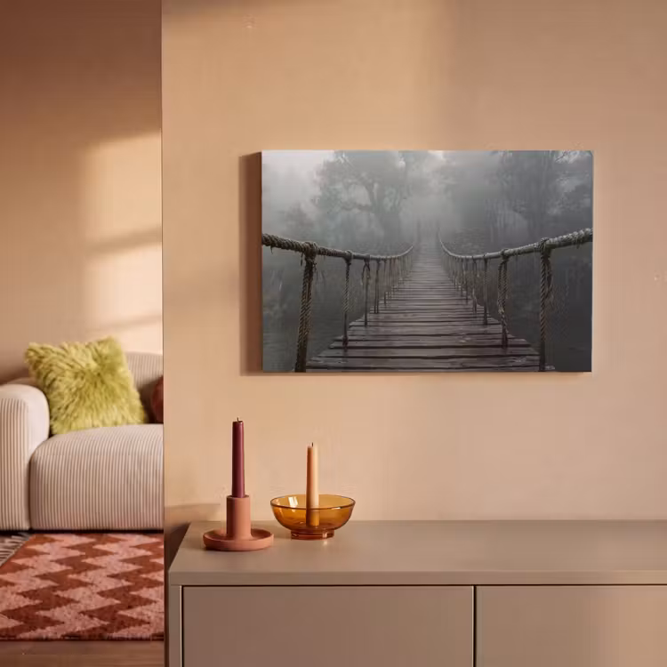 Canvas schilderij - Brug - Jungle - Mist - Natuur — 2