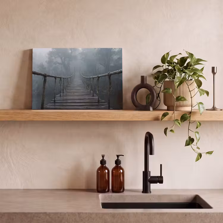 Canvas schilderij - Brug - Jungle - Mist - Natuur — 3