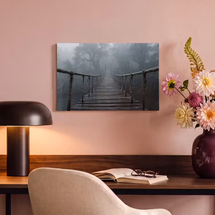 Canvas schilderij - Brug - Jungle - Mist - Natuur — 4