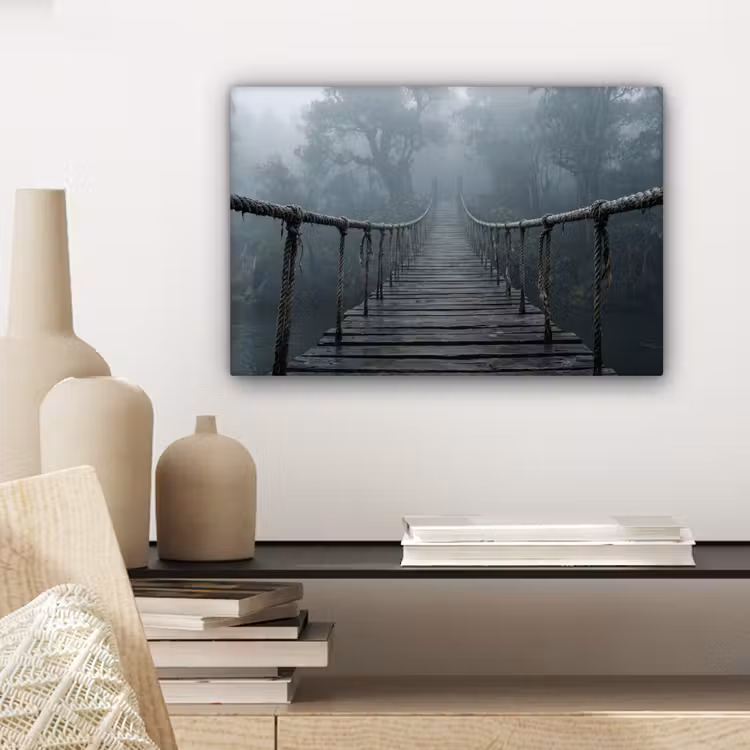 Canvas schilderij - Brug - Jungle - Mist - Natuur — 5