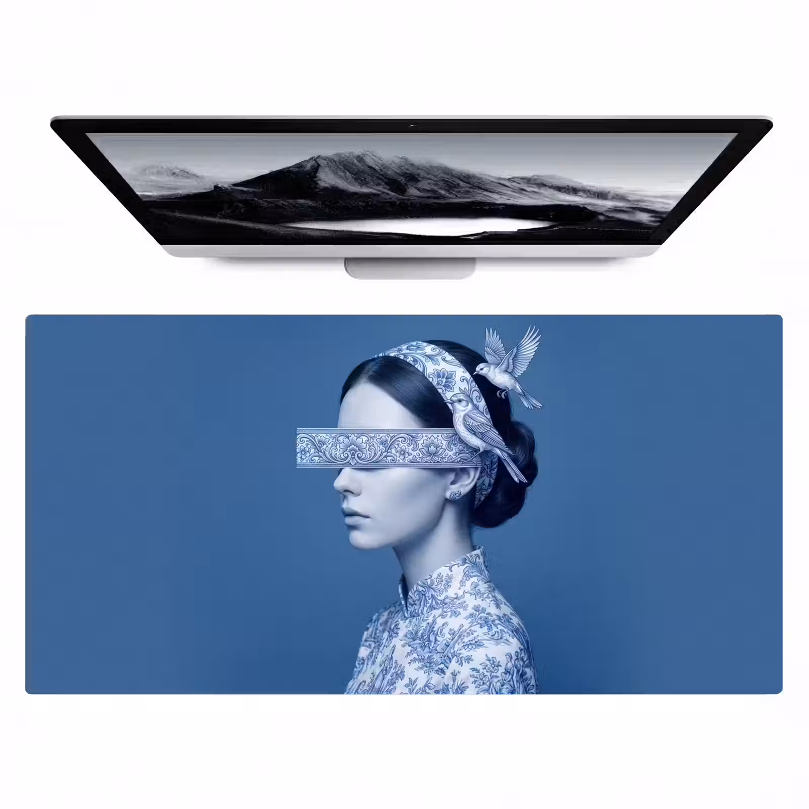 Bureau onderlegger - Portret - Klassiek - Wit - Blauw — 1