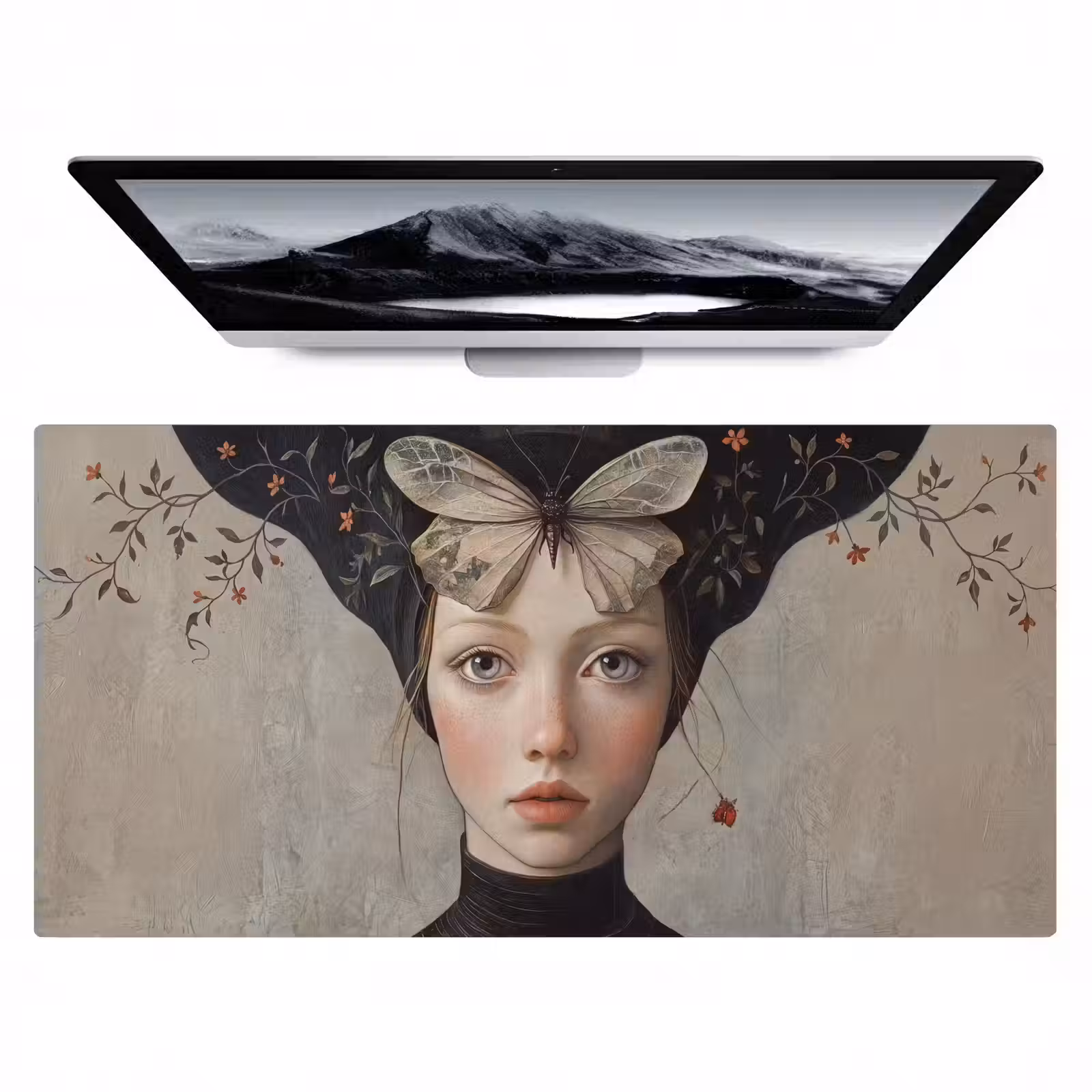 Bureau onderlegger - Woman - Butterfly - Art - Classic - Muted — 1