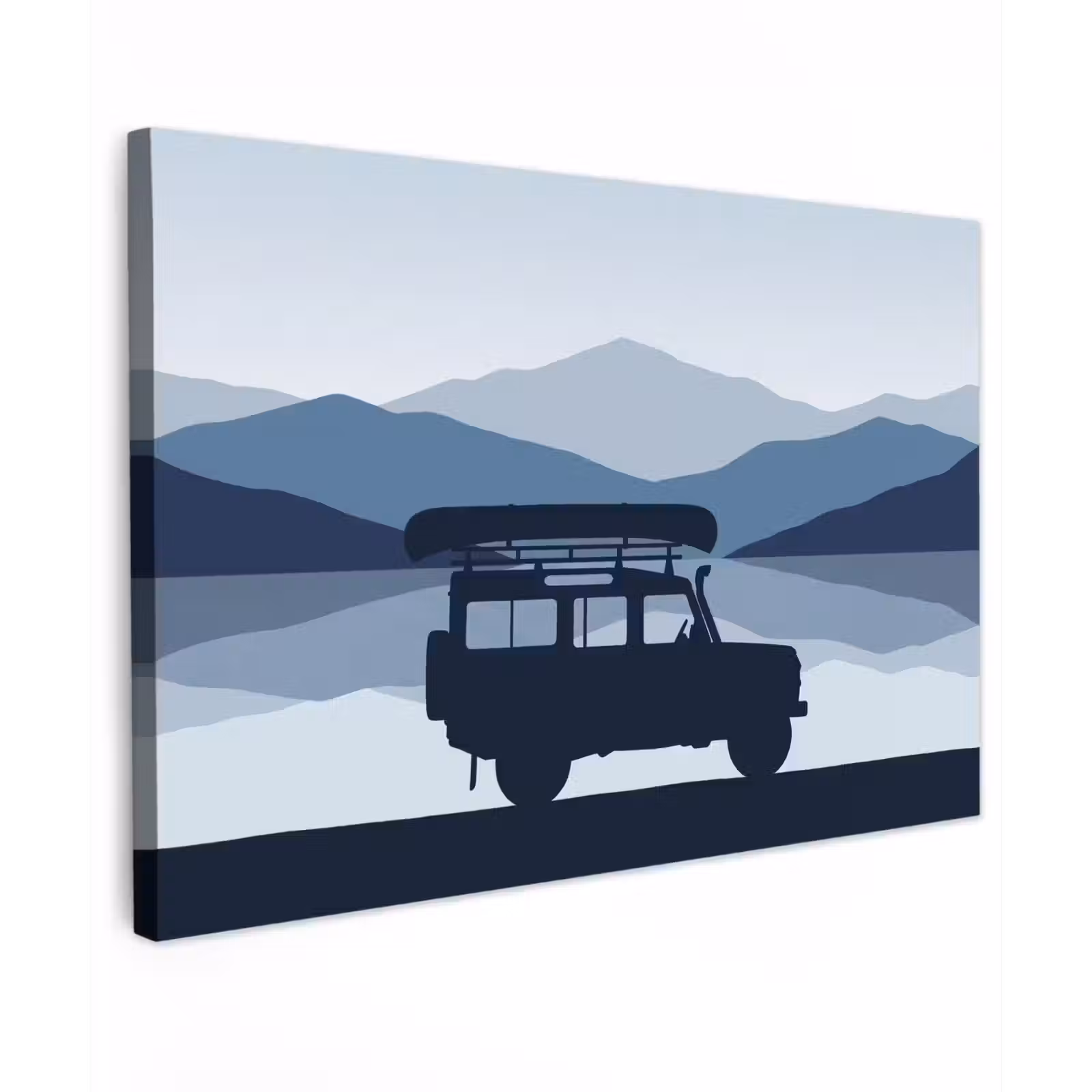 Canvas schilderij - Auto - Meer - Bergen - Blauw — 1